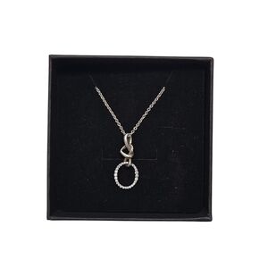 Pandora Sterling Silver Knotted Heart CZ Pendant Necklace
